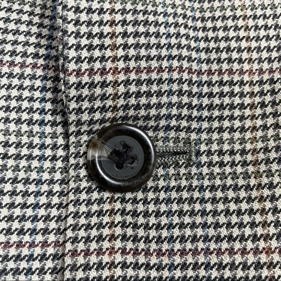 Vintage Boyfriend Blazer Academia Padded Shoulder Houndstooth Wool - Picture 10 of 14